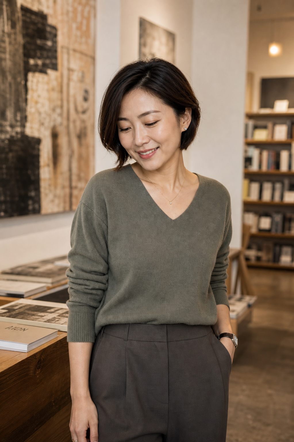 台灣女性會員在藝廊書店的生活照